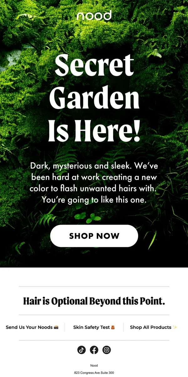 Email from Nood. NEW! Secret Garden 🤫