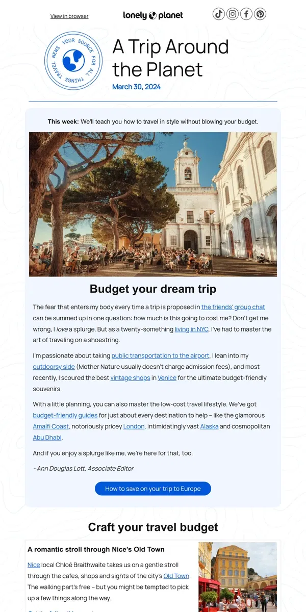 Email from Lonely Planet. The best trips in life are (almost) free!