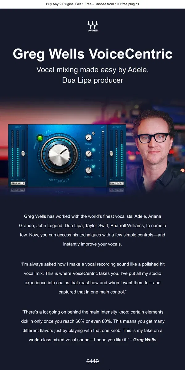 Email from Waves Audio. Adele’s Vocal Chain—On Your Mix