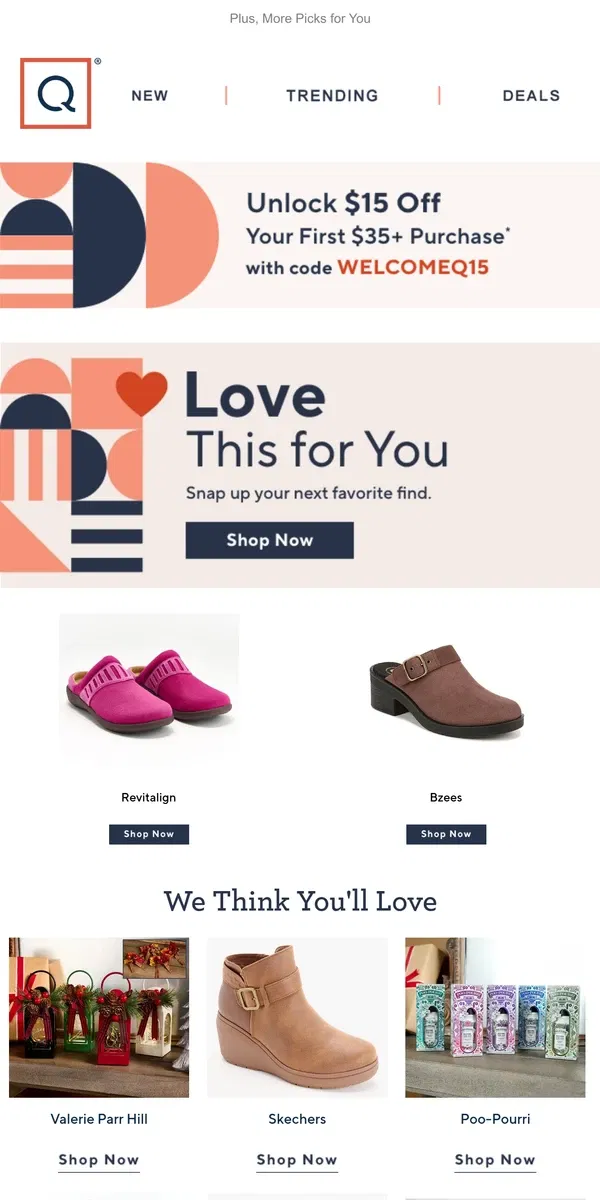 Email from QVC. Wait! You Left a Revitalign Orthotic Canvas Clogs - Maria Find Behind