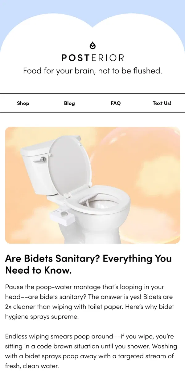 Email from TUSHY. 7 Reasons Why Bidets Are the Sanitary Choice