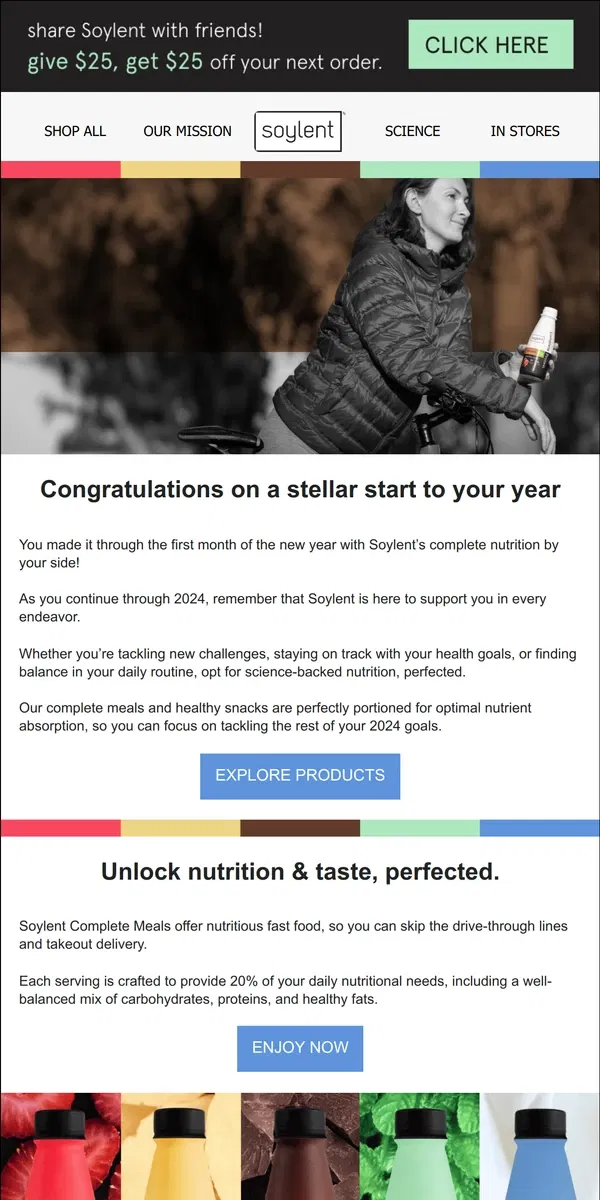 Email from Soylent. Keep thriving with Soylent