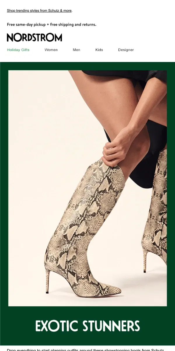 Email from Nordstrom. Wild about these boots 🐍