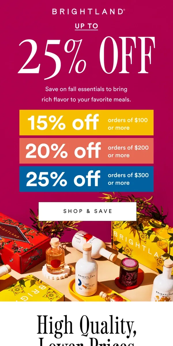 Email from Brightland. More Brightland, More Savings