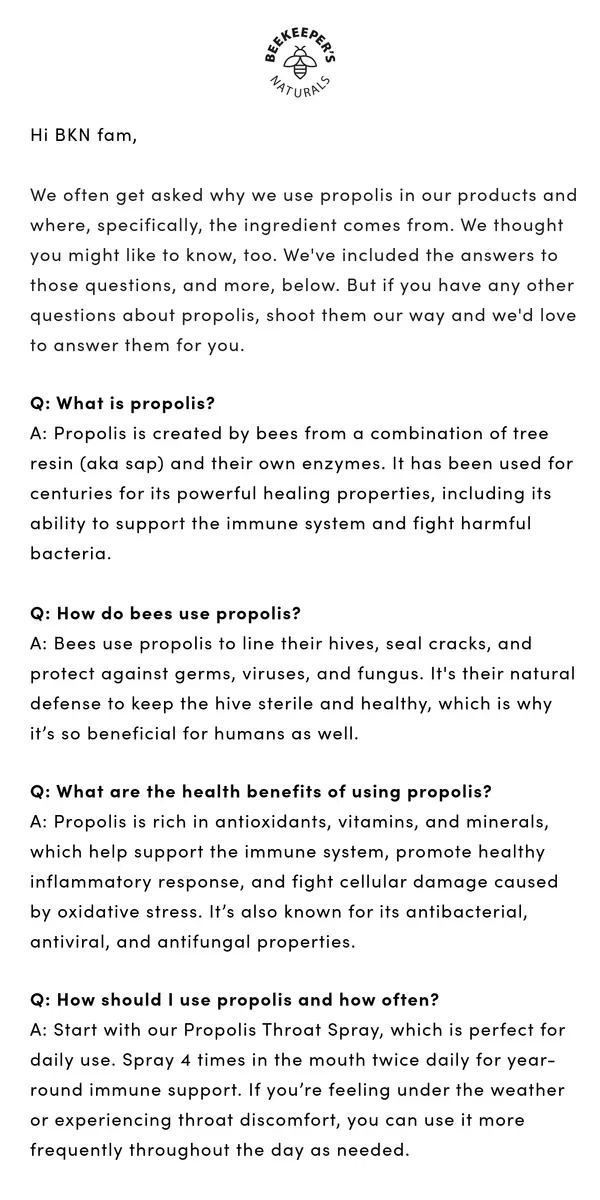 Email from Beekeeper's Naturals. Were You Curious About This Too?