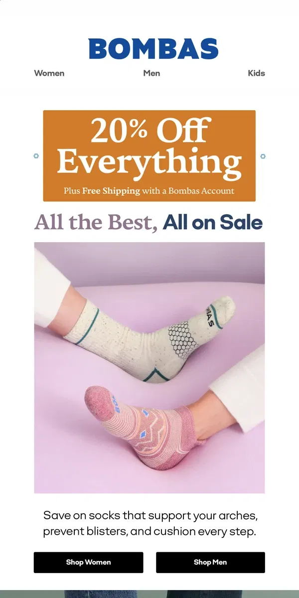 Email from Bombas. This Is All 20% Off? 👀