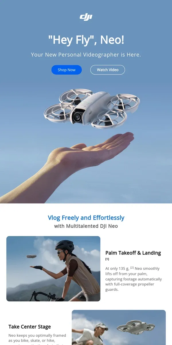 Email from DJI. Say "Hey" to DJI Neo