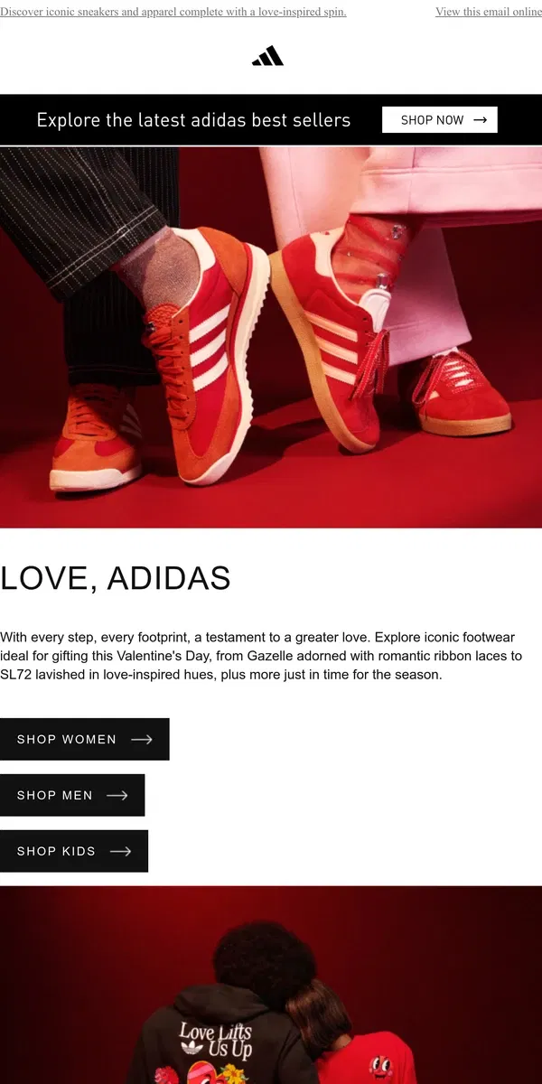 Email from Adidas. Love with every step 💘👟