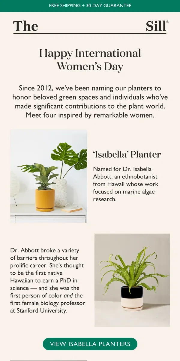 Email from The Sill. 4 Remarkable Women in Botany 👩‍🔬