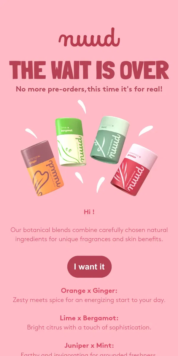 Email from nuud. New in: The Scented Sticks