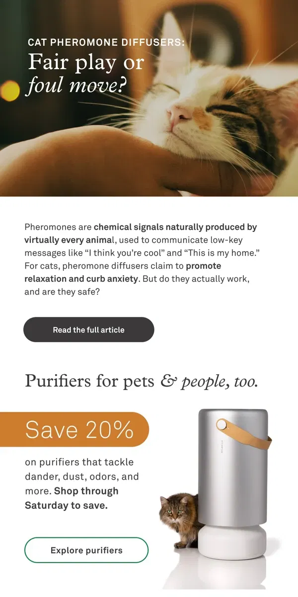 Email from Molekule. Do cat pheromone diffusers work?