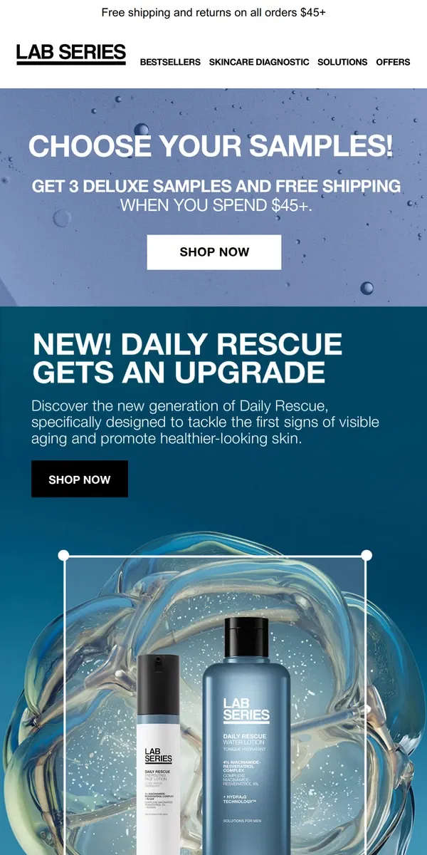 Email from Lab Series. Upgrade your routine with Daily Rescue