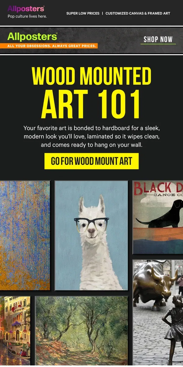 Email from AllPosters. What's wood mounted art?