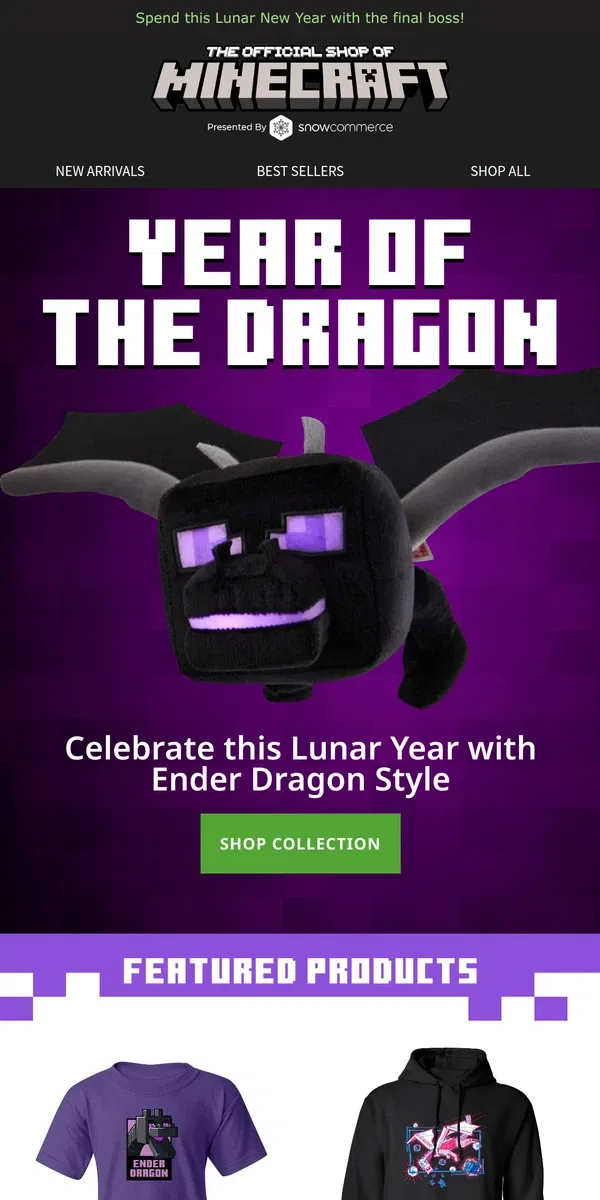 Email from Minecraft. Celebrate the Year of the Ender Dragon!