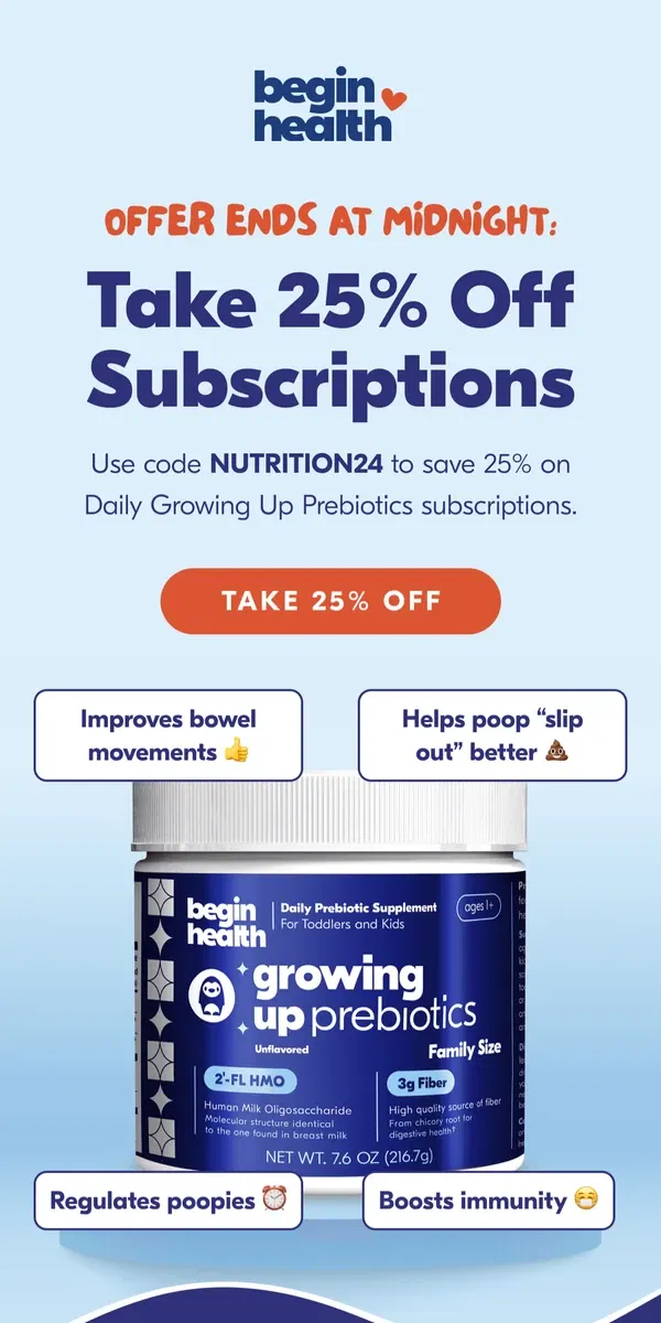 Email from Begin Health. 🚨 25% OFF ends at midnight