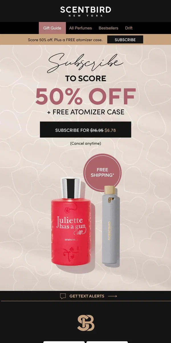 Email from Scentbird. Fall head over heels with 50% off!