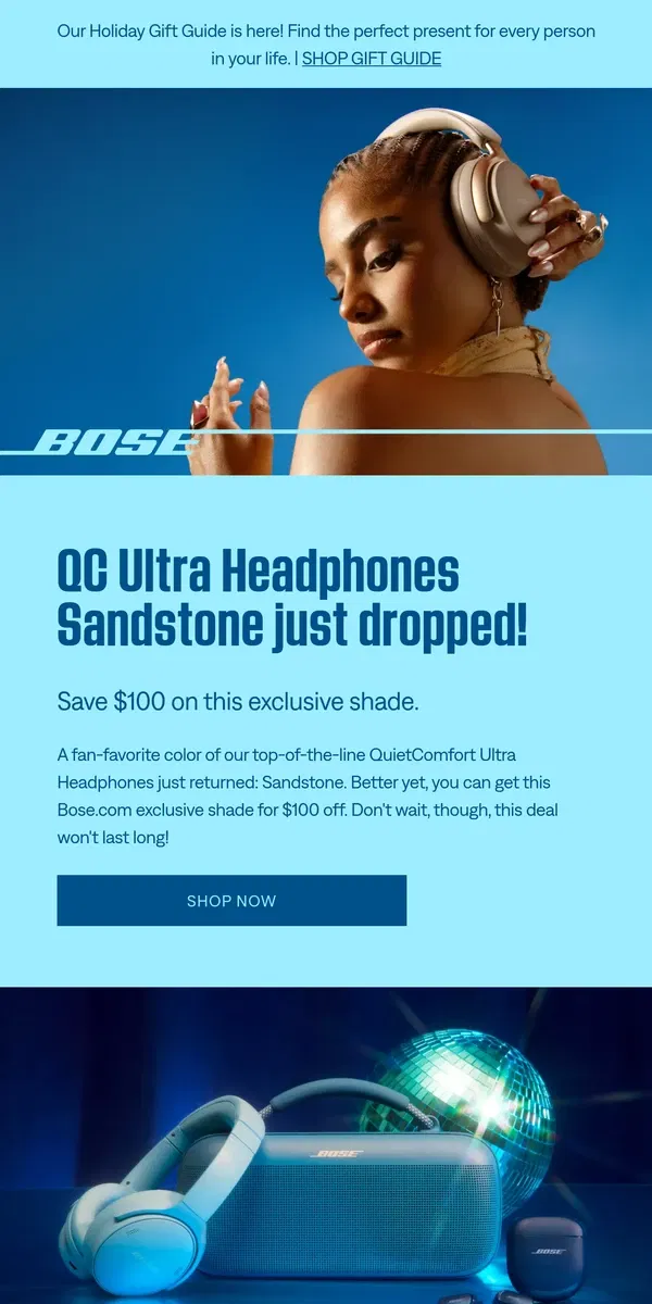 Email from Bose. Exclusive Sandstone shade is back!