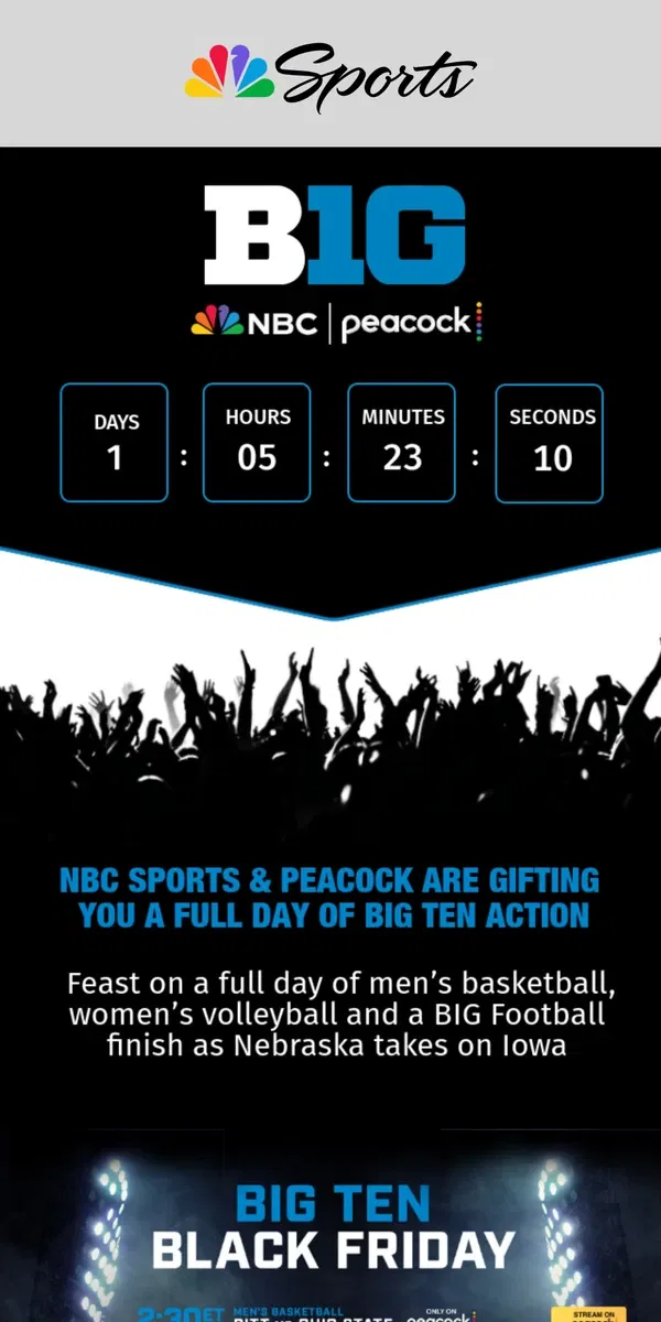 Email from NBC Sports. NBC Sports & Peacock Has The Real Black Friday Deal