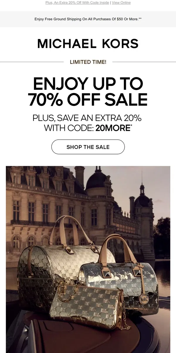 Email from Michael Kors. New Markdowns Added! Save Up To 70%