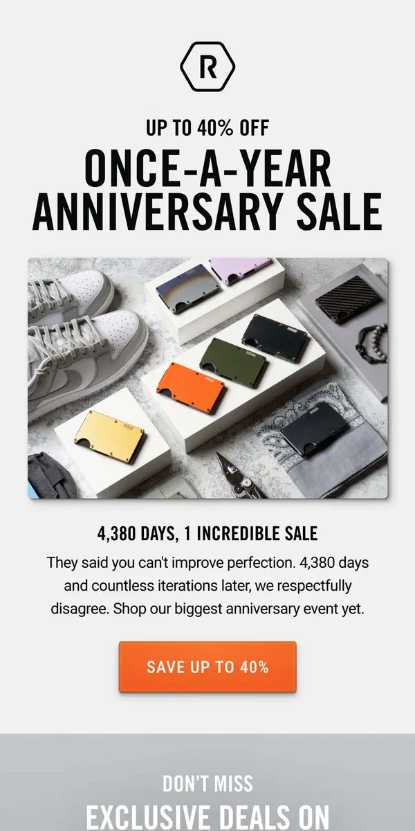 Email from The Ridge. Once-A-Year Anniversary Sale