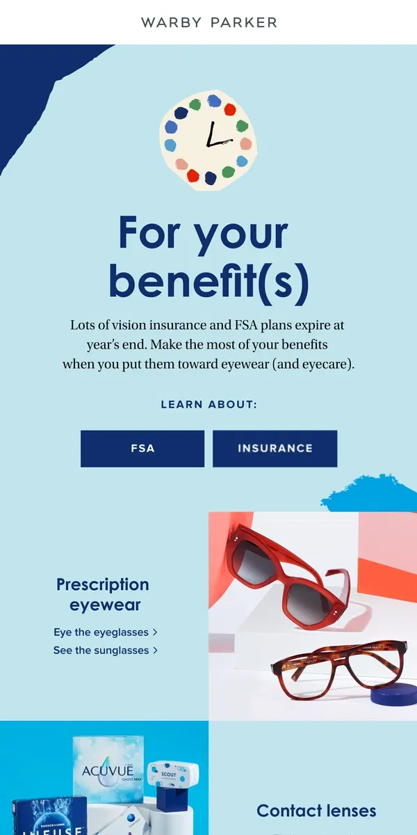 Email from Warby Parker. Five more days