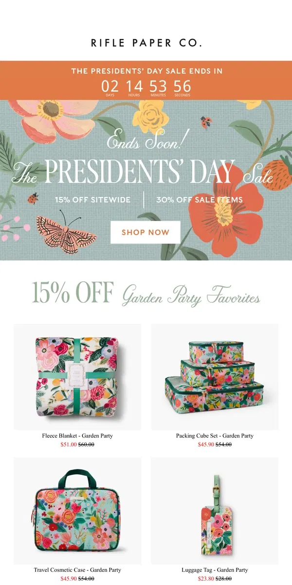 Email from Rifle Paper Co.. Ends Soon: The President's Day Sale ✨