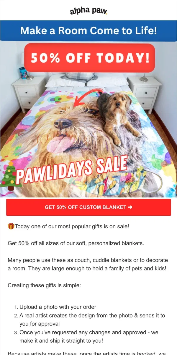 Email from Alpha Paw. 🔥🎁 24 hours + 50% off