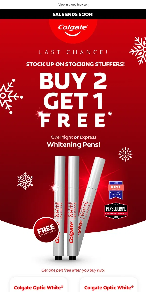 Email from Colgate. Final days! ≤40% off gifts for everyone.