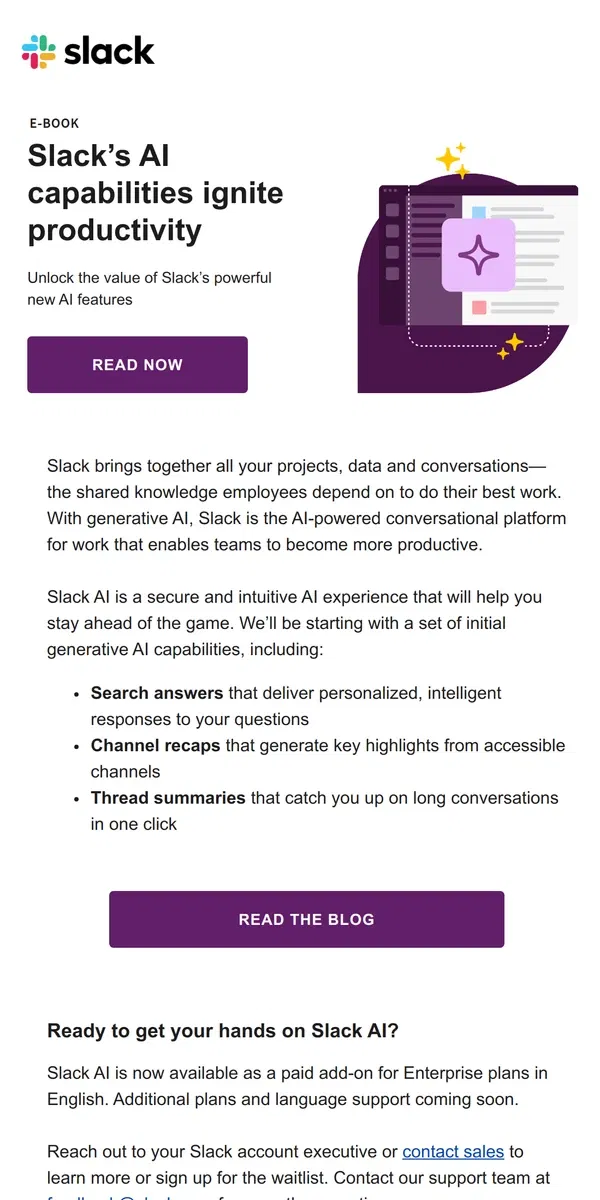 Email from Slack. Slack AI is almost here: Work smarter and faster with trusted AI in Slack ✨