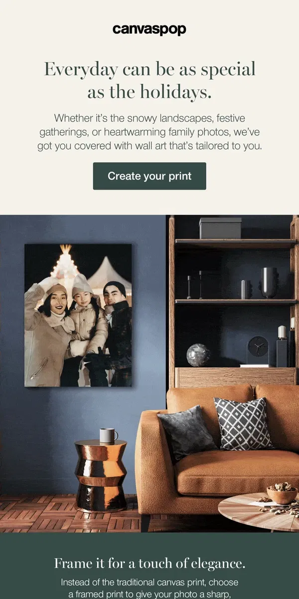 Email from Canvaspop. Wrap up the year with joy and 55% off. 🎊