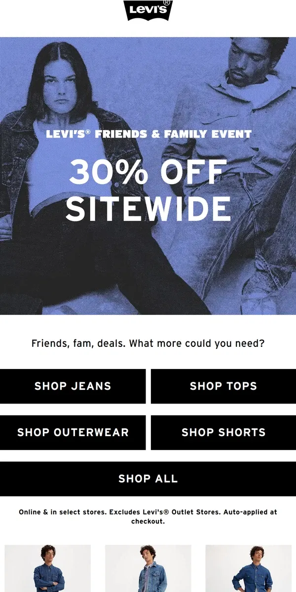 Email from Levi's. Just for you: 30% off + free shipping