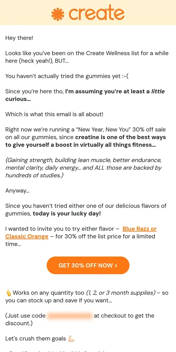 Email from Create Wellness. Haven't tried the gummies yet, huh?