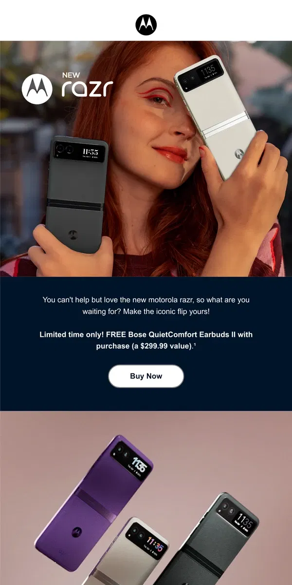 Email from Motorola. Bestie, your MOTOROLA RAZR is waiting!