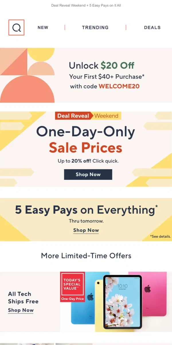 Email from QVC. Uncover One-Day-Only Deals