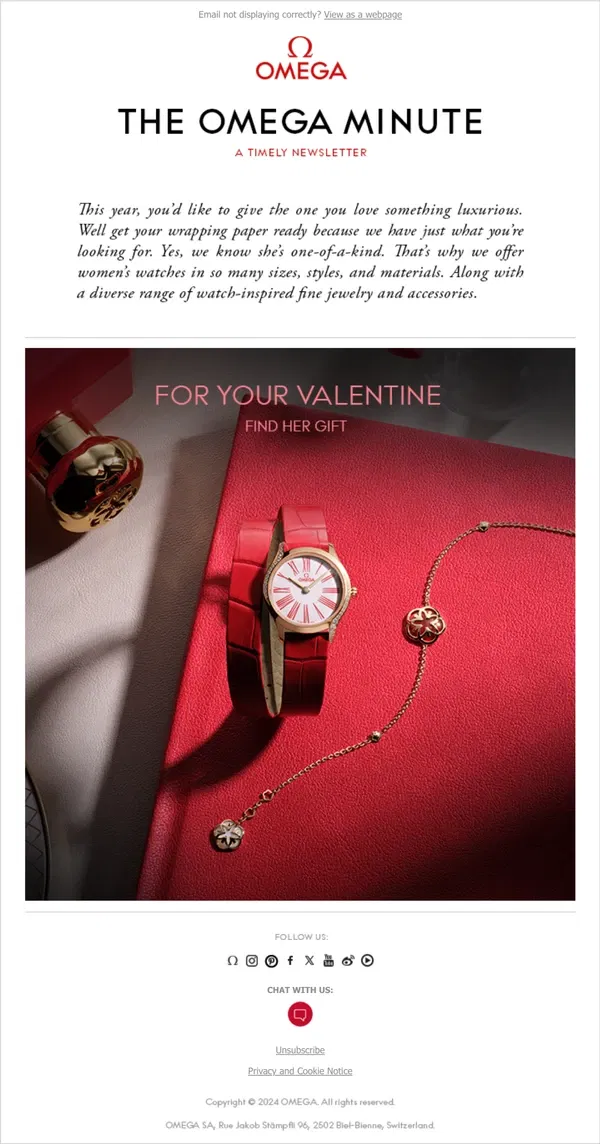 Email from OMEGA. For her - with love