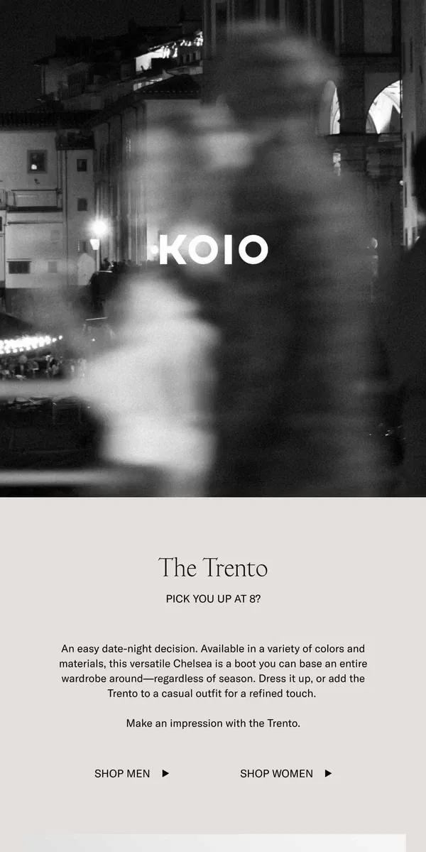 Email from Koio. The Trento