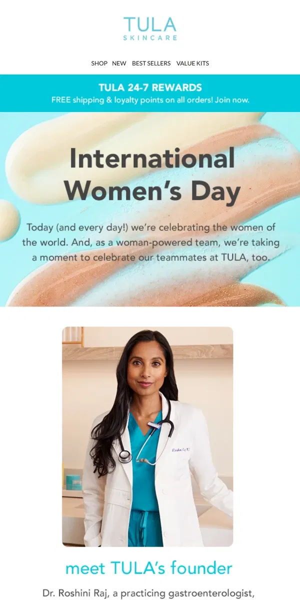 Email from TULA Skincare. Happy International Women’s Day!