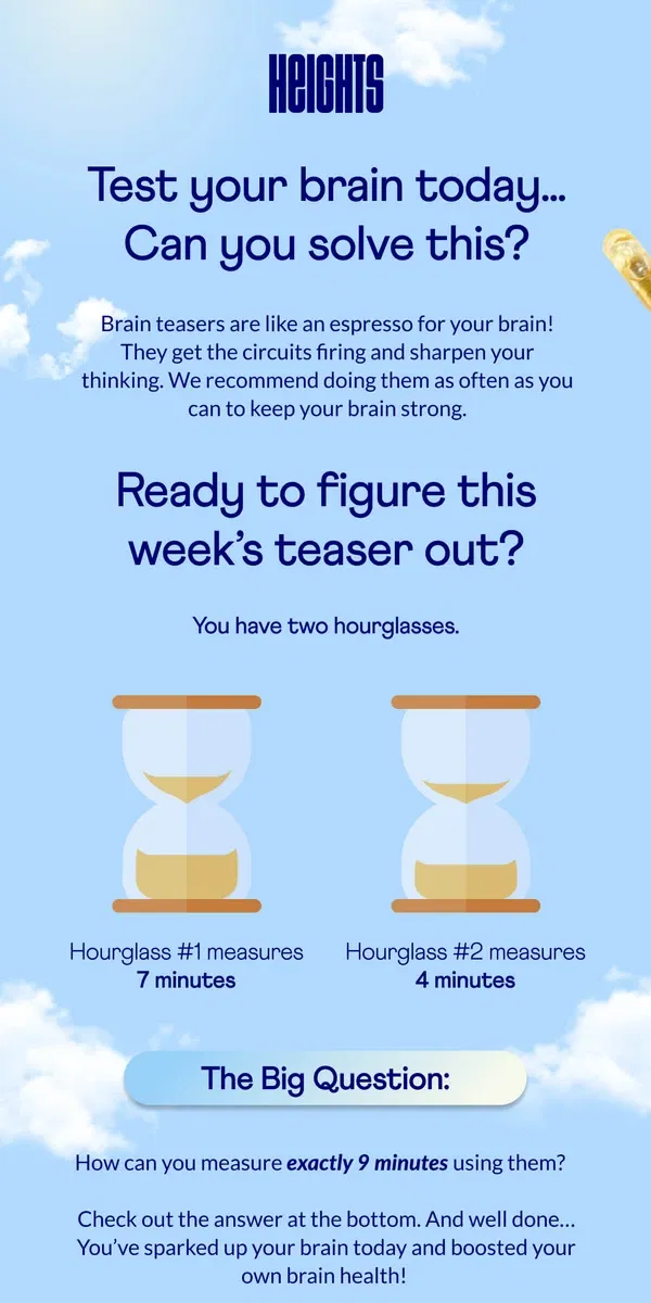 Email from Heights. Rev up your brain with this teaser 🧠