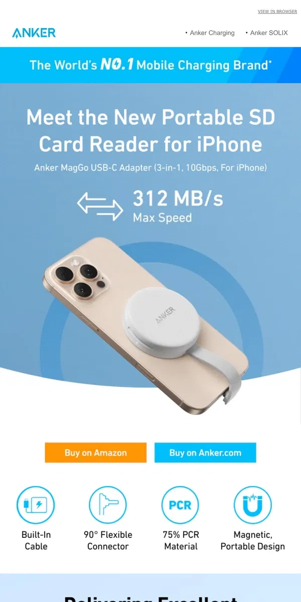 Email from Anker. 🎥: New Release | Elevate Your Creativity with Anker MagGo USB-C Adapter