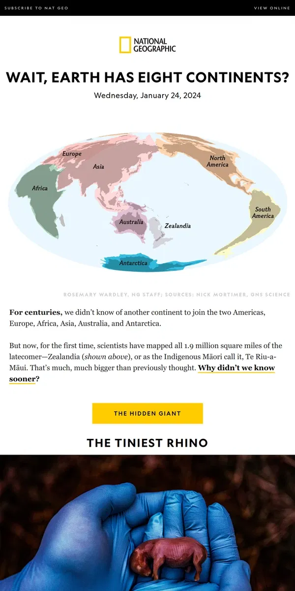 Email from National Geographic. Now we know what Earth’s eighth continent looks like