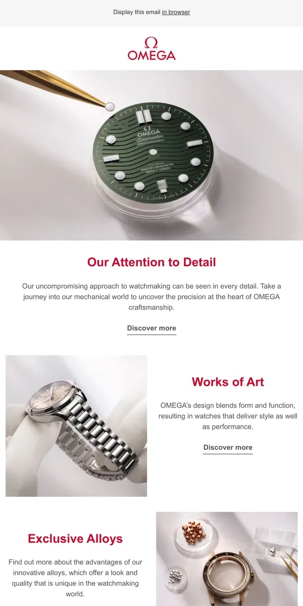 Email from OMEGA. Experience True Precision