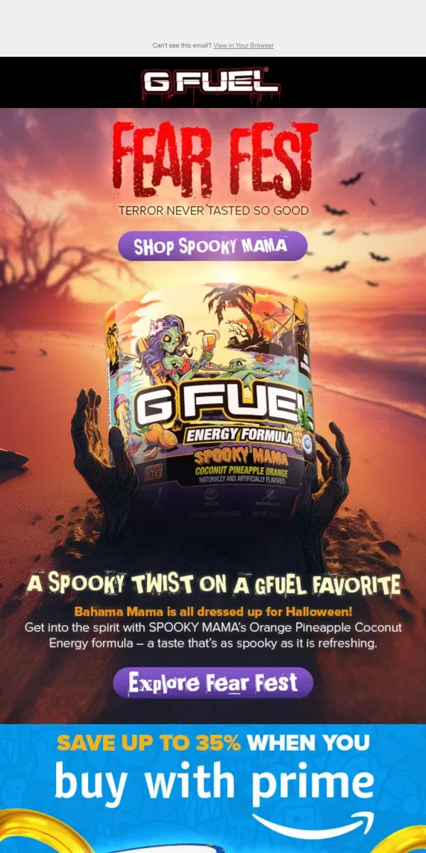 Email from G FUEL. Get in the Halloween spirit with SPOOKY MAMA 🎃