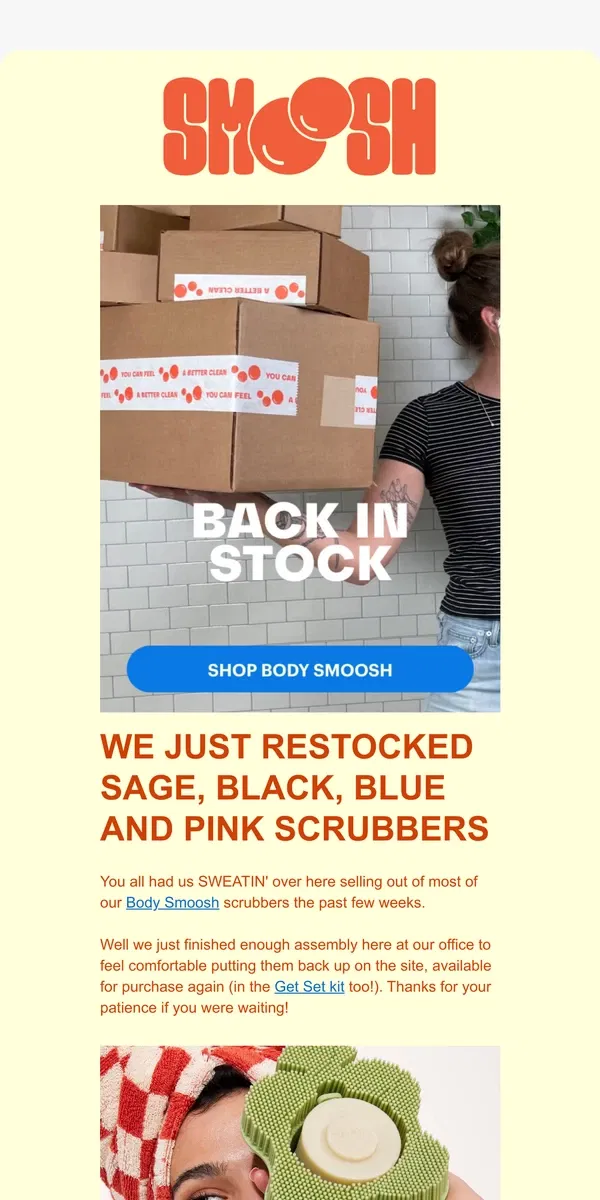 Email from Smoosh. 🚨 Back in stock alert!