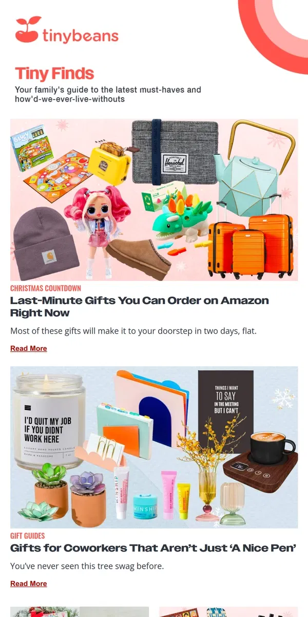 Email from Tinybeans. ⏳Last Minute Gifts from Amazon (for Us Procrastinators)