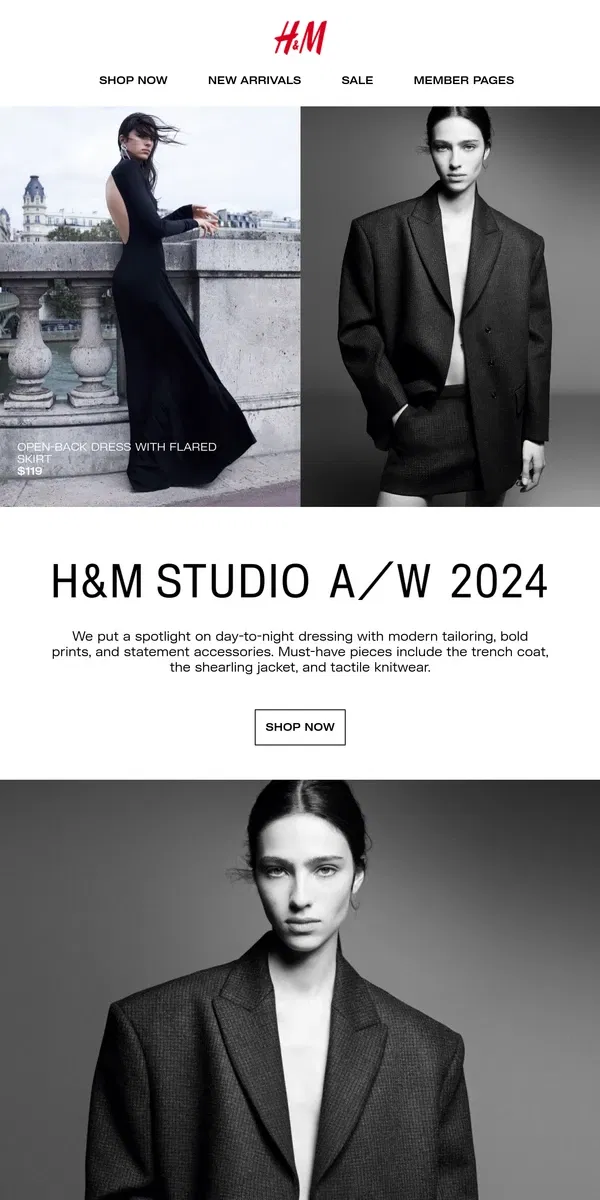 Email from H&M. H&M STUDIO A/W 2024 is out now