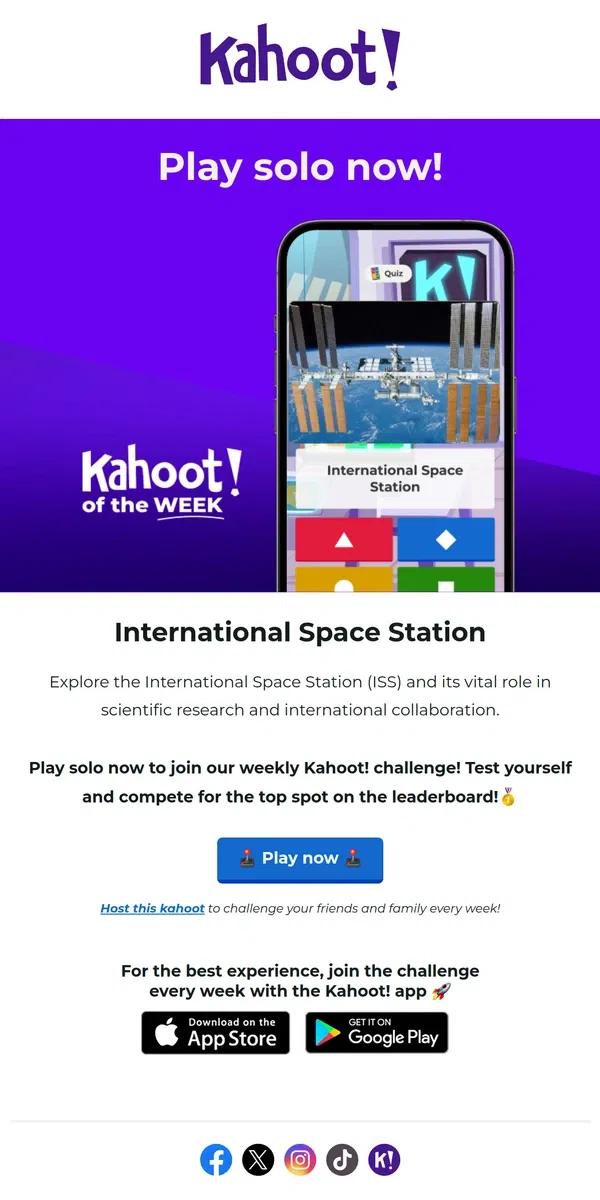 Email from Kahoot!. Hey, Kahoot! of the week is here 🚀