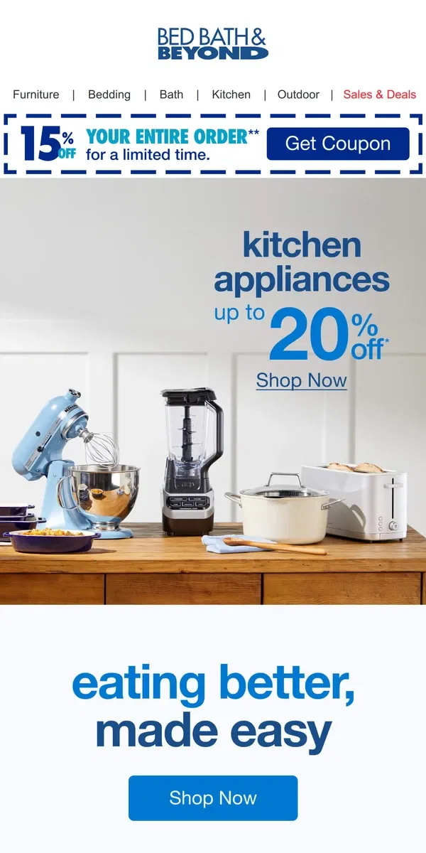 Email from Bed Bath & Beyond. Cook More ✅ Eat Better ✅ Save Money ✅ 