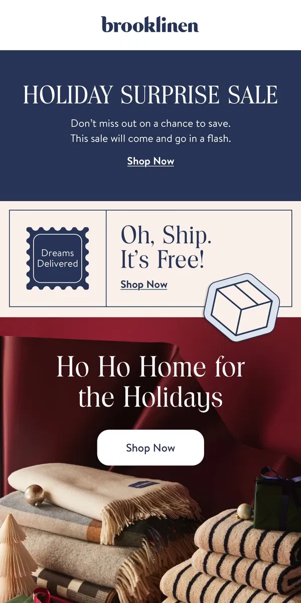 Email from Brooklinen. Don’t miss FREE shipping, plus big savings! 