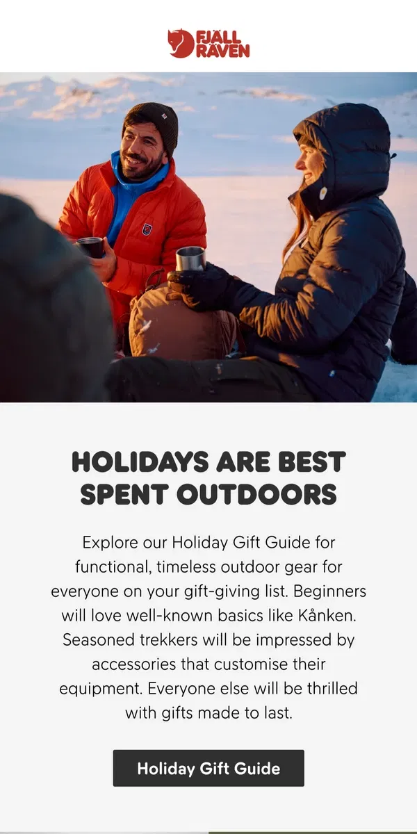 Email from Fjällräven. Your Holiday Gift Guide is here