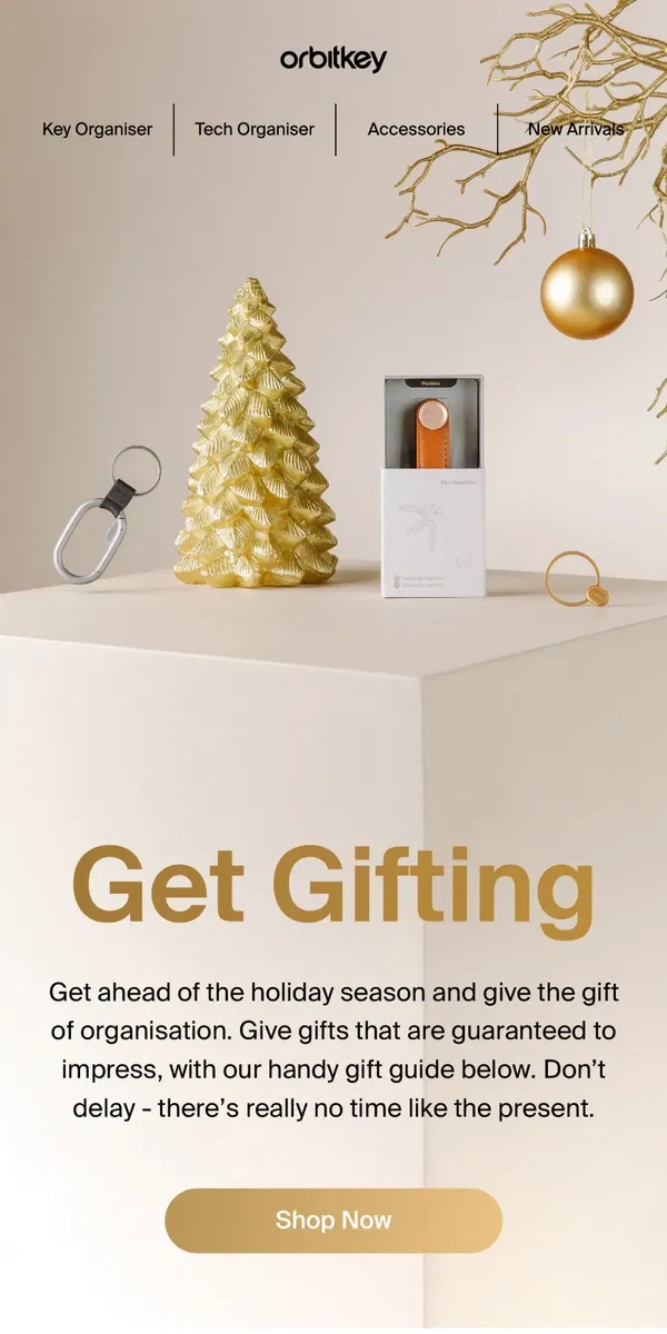 Email from Orbitkey. Give the gift of organisation